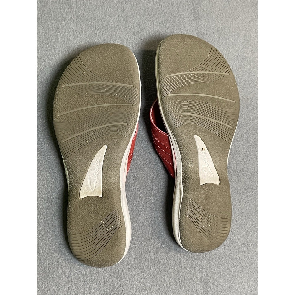 Clark's Cloud Steppers Women's Size 8M Cushioned Soft Flip Flops Red/ Gray - Picture 5 of 7